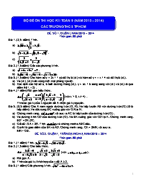 Bộ đề ôn thi học kì I môn Toán 9 (năm 2013  2014) các trường THCS TP Hồ Chí MInh